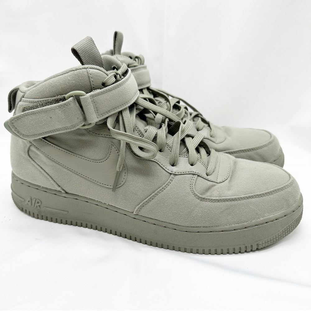 Nike Air Force 1 Mid '07 Canvas Shoes Mens Dark Stucco Green Sneakers Size 13